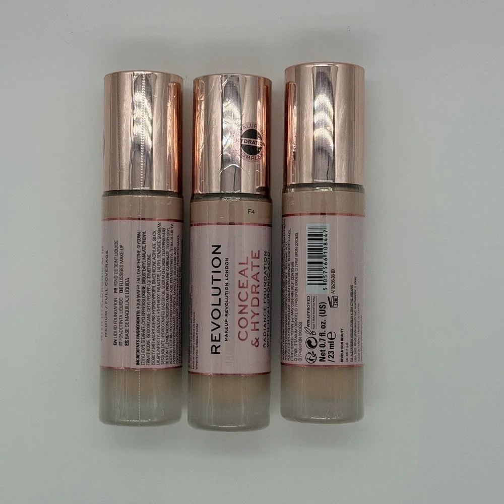 Revolution 3 Pack Make Up Conceal and Hydrate Foundation F4 Radiance Foundation